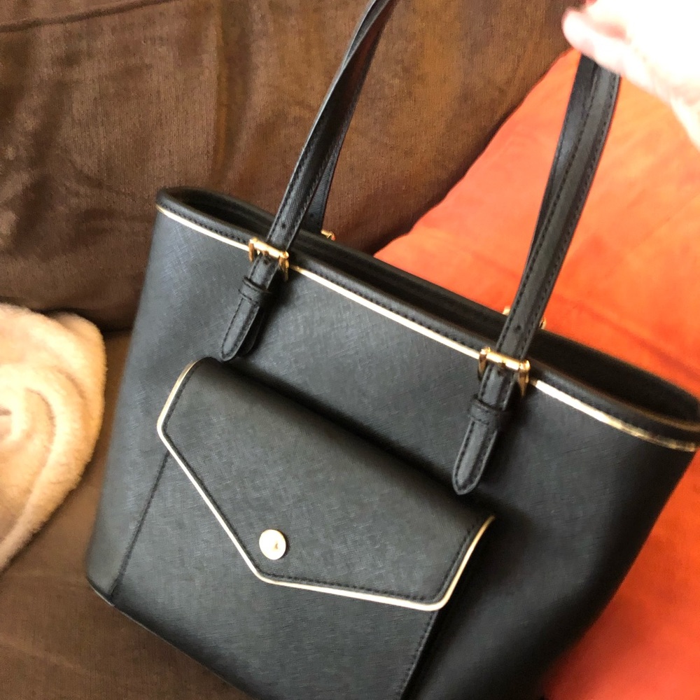 Michael Kors Black Textured Handbag (12x9) 8” drop on handles